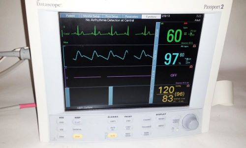 Datascope Passport 2 Patient Monitor W ECG,Spo2 cables, BP Color screen manuals