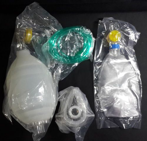 Pure silicon manual resuscitator breathing bag valve mask cpr first aid new for sale