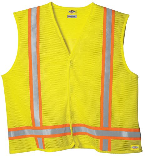 Dickies ve200ays/m high visibility yellow ansi class 1 tri-color safety vest - s for sale