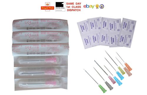 10 15 20 25 30 40 50 bd needles + 3 swabs free, 18g 1.2x40 pink ink cheapest for sale