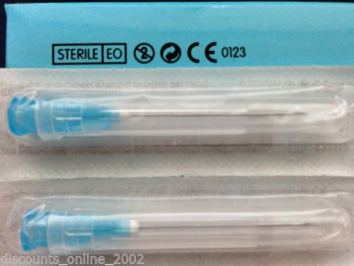 100x 23g (0.6mm) blue 1.25 inch (30mm) hypodermic needles not with syringe for sale