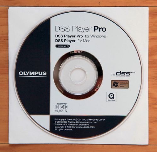 Olympus DSS Player Pro For Windows and DSS Player For Mac, Release 5 CD Disc