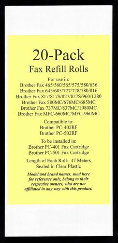 20-pack of PC-402RF Fax Film Refill Rolls for Brother Fax MFC-660MC &amp; MFC-960MC