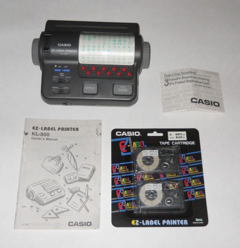 NEW Casio EZ-Label Printer KL-300 Bundle with Manual &amp; 2 Label Cartridges