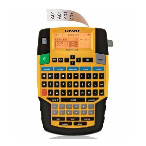 Dymo rhino 4200 electronic label maker, black/yellow #1801611 for sale