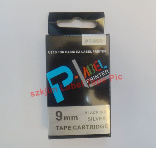 Compatible casio xr-9sr black on silvery 9mm 8m label tape kl7000 kl7200 xr-9sr1 for sale