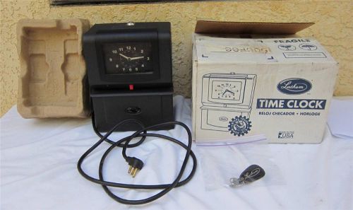 Lathem Heavy Duty Time Clock Punch Card Electric, w/ One Key &amp; Original Box l