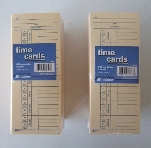 500 x 2 =1000 2 sided time cards employee punch payroll amano clock adams 9664a for sale