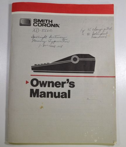 Smith Corona Spell-Right Typewriter Owner&#039;s Manual  XD550 SD700 DeVille650 XVII