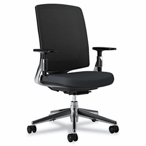 Hon Mesh Mid-Back Work Chair, Black w/ Polished Aluminum Base (HON2283VA10PA)