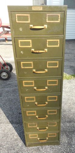 Vintage industrial steel file card cabinet 8 drawer machine age steampunk retro for sale