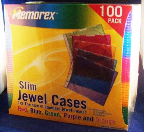 Memorex CD/DVD Color Slim Jewel Cases, 100-Pack NEW SEALED