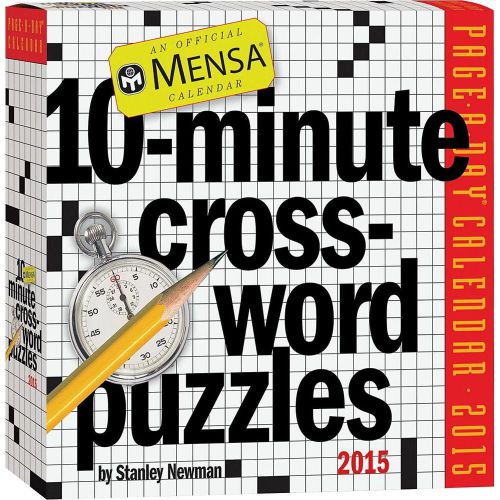 Mensa 10-Minute Crossword Puzzles 2015 Desk Calendar Free Shipping New