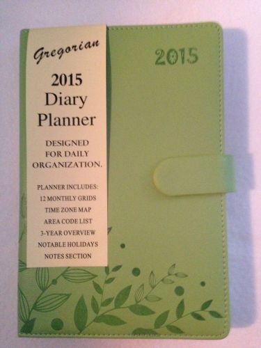 Gregorian 2015 Diary Planner Designed For Daily Organization / Green