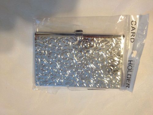 Silver Leaves Stainless Steel Business Card Holder Case NIP