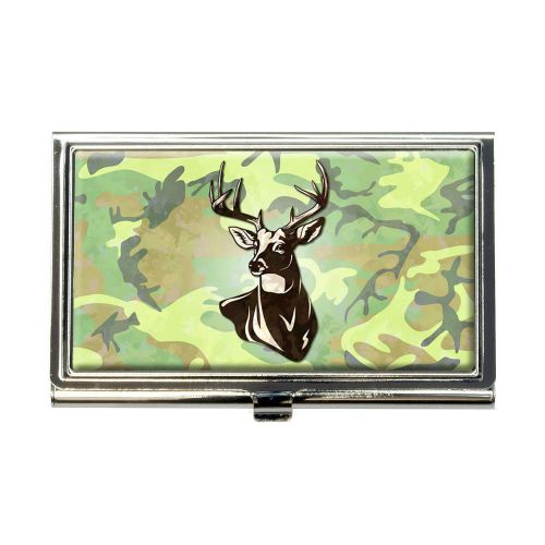 Deer Hunting Green Camouflage Business Credit Card Holder Case