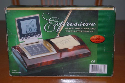 Expressive clock and calculator desk set for sale