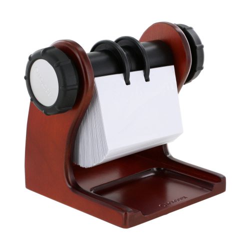 Rolodex wood tones wood open rotary file, 400-card capacity, mahogany for sale
