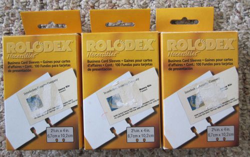 Lot of 3 Rolodex Necessities Business Card Sleeves 3 x 100 Count New 67692AS
