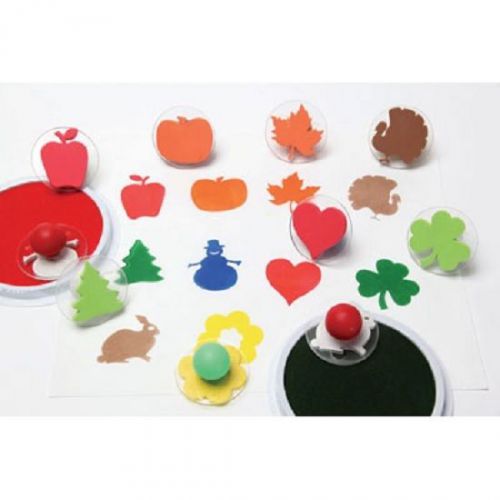 Ready2Learn Set of 10 Giant Holiday  Rybber Stampers w Case