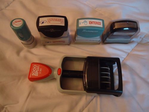 Lot of 5 various stamps with microban red/blue accustamp2 xstamper 2000plus for sale