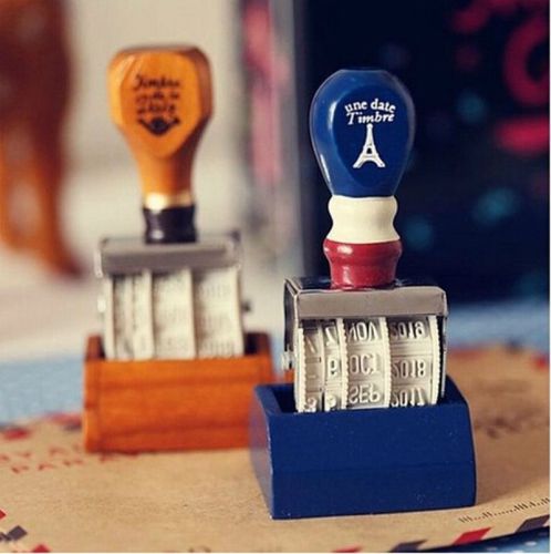 1X Wood Handle Metal Body Office Desk Accessories Roller Stamp Date Stamp