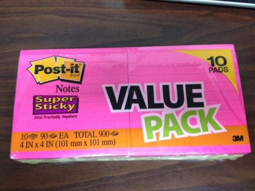3m post-it-note super sticky 4&#034;x4&#034;  10 pad value pack for sale