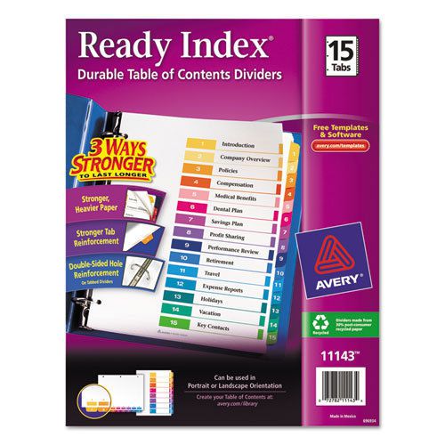 Bundle of 10 packs -Avery Ready Index Table of Contents Divider Tabs - AVE11143