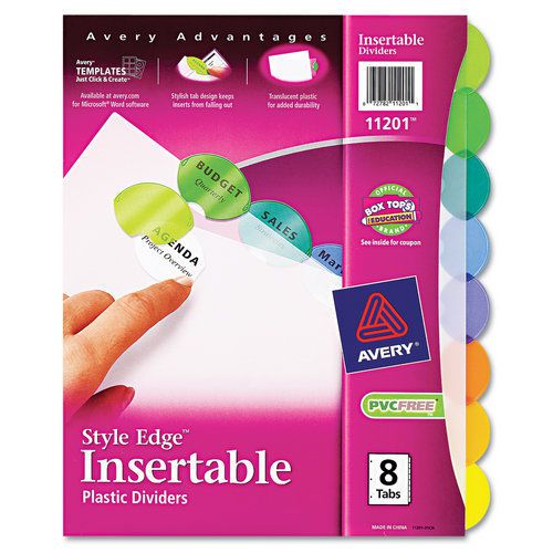 Avery ave11201 style edge insertable reference dividers, 8-tab, letter, assorted for sale