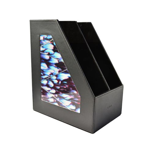 Ever frozen blue series black leather office file magazine holder for sale