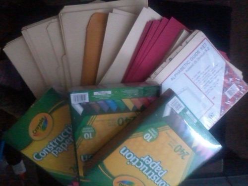 Mixed lot of folders and construction paper,art supplies