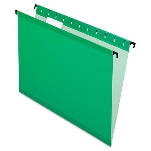 Poly Laminate Hanging Folders, Letter, 1/5 Cut, Bright Green, 20/Box
