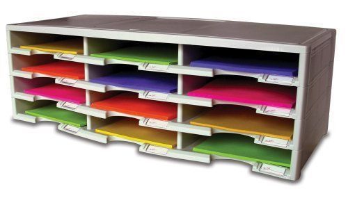 12 Compartment Plastic Literature Organizer Shelves Stack Depot Office Paper NEW