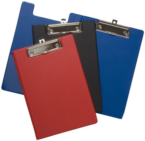 12 x A5 Foldover Hardback Clipboards - PVC Board Metal Clip Paper File Storage