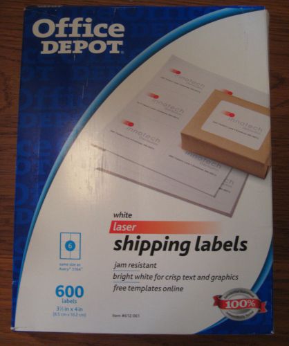 Office Depot Address Shipping Labels White Laser 3 1/3&#034; x 4&#034; Partial Pack of 492
