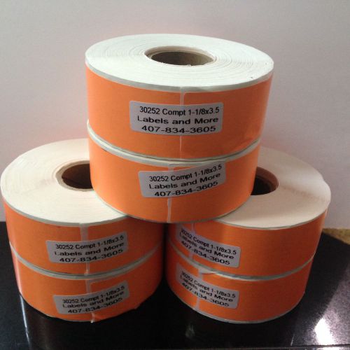 6 rolls of orange dymo compatible 30252 address labels, 355 labels per roll for sale
