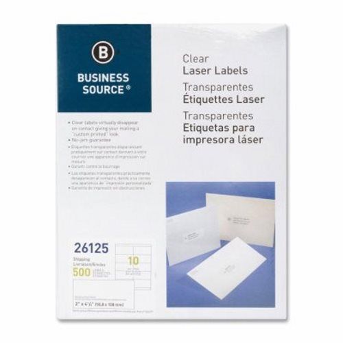 Business Source Shipping Labels, Laser, Permanent, 500/Pack, Clear (BSN26125)