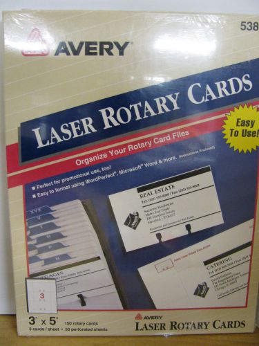 Avery 5386 laser rotary cards 3x5 new 150 pack 3 cards per sheet white for sale