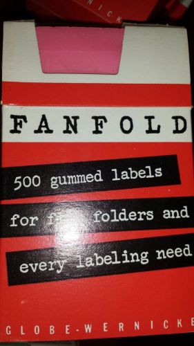 Vintage FANFOLD File Folders Gummed Labels Cherry Pink Pack of 500