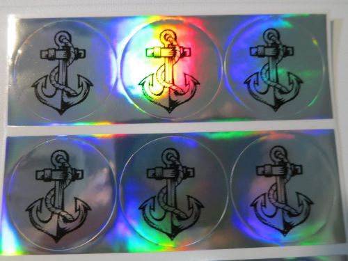 120 Hologram Silver Laser Round Anchor Image Waterproof Name Stickers 3 cm Labe