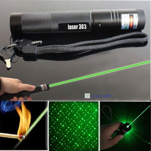 Powerful 303 Green Laser Pointer Pen Adjustable Focus 532nm Lazer Visible Beam