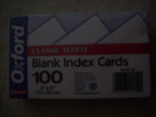 100 Blank Index Cards White 3&#034; x 5&#034;