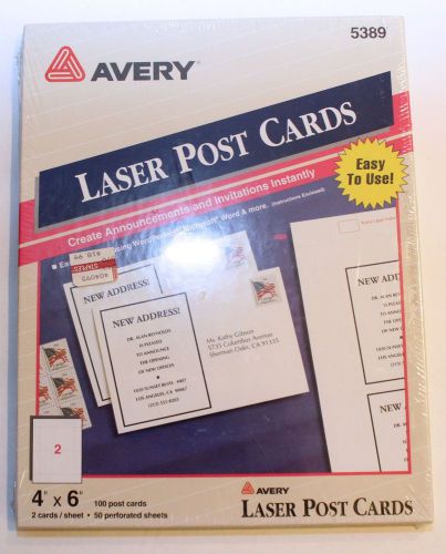 Avery Laser Post Cards (5389) 4x6&#034;, 100 Post Cards - New / Unopened