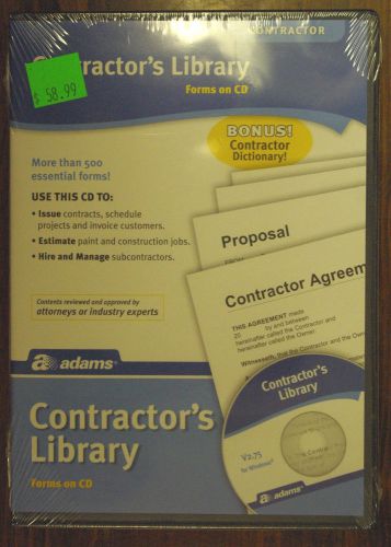 Adams Contractors Forms Library on CD - NEW Sealed - SW2435