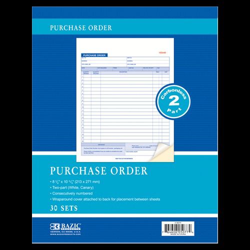 BAZIC 30 Sets 8 3/8&#034; x 10 11/16&#034; 2-Part Carbonless Purchase Order, Case of 12