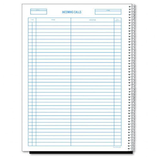 Rediform Incoming/Outgoing Call Register Book 100 Sheet Wire Bound 11&#034;&#034;x8.5&#034;&#034;