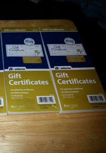 (2) Cardinal Gift Certificate - 8.50&#034; X 3.40&#034; - White (GFTC1)