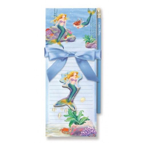 Two Magnetic Notepads, 1 Pencil, 1 Magnet - Tropical Mermaid Design