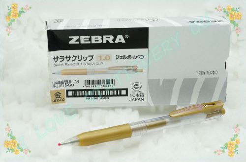 ZEBRA SARASA JJ15 COLOR EASY CLIP GEL PEN 1.0mm 10 PIECE BOX (GOLD)