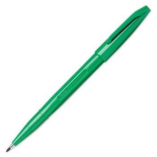 Pentel Sign Pens, Fiber Tip, Fine Point, Green Barrel/Ink (PENS520D)